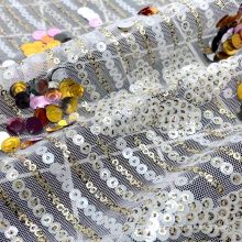 Poly Paillettes Knitted Mesh Embroidery Sequin Mesh Fabric